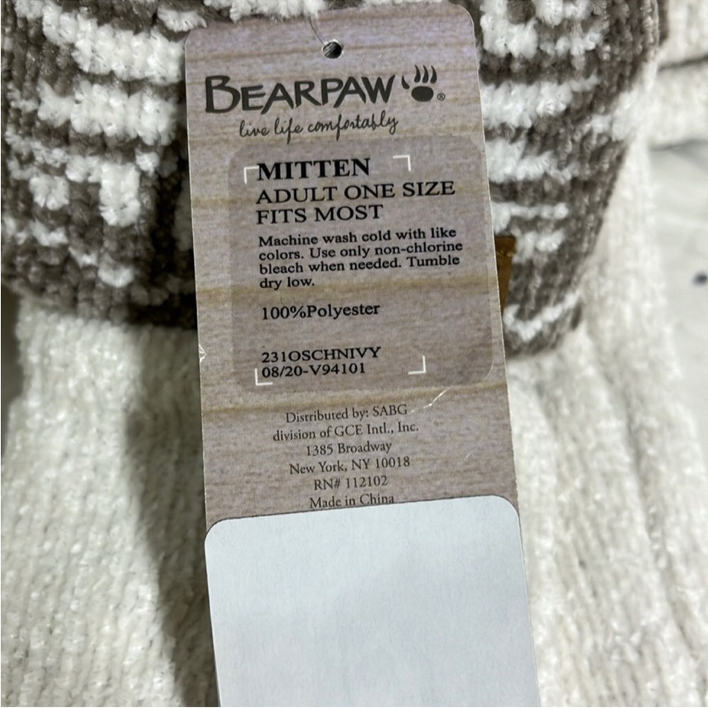BEARPAW Ivory/Taupe, Scarf & Mitten, Fair Isle Chenille - Picture 7 of 11